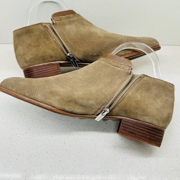 Vince Camuto Jody Bootie Ankle Boots Olive Tan Genuine Leather Sz 9 *Flaw Lining - Picture 15 of 16